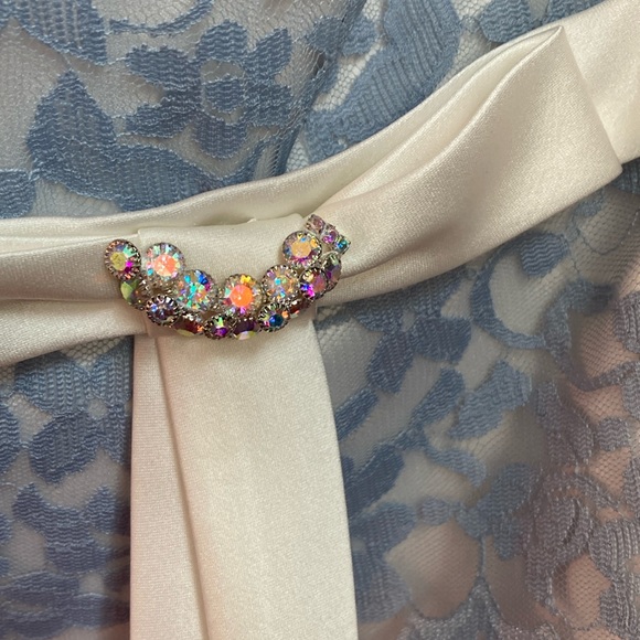 NWT Alfred Angelo Bustier top rhinestone bow Periwinkle lace size 10 - Picture 7 of 16